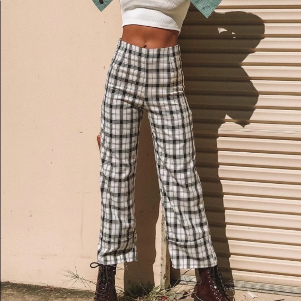 Princess Polly Euros Checked Black and White Pants